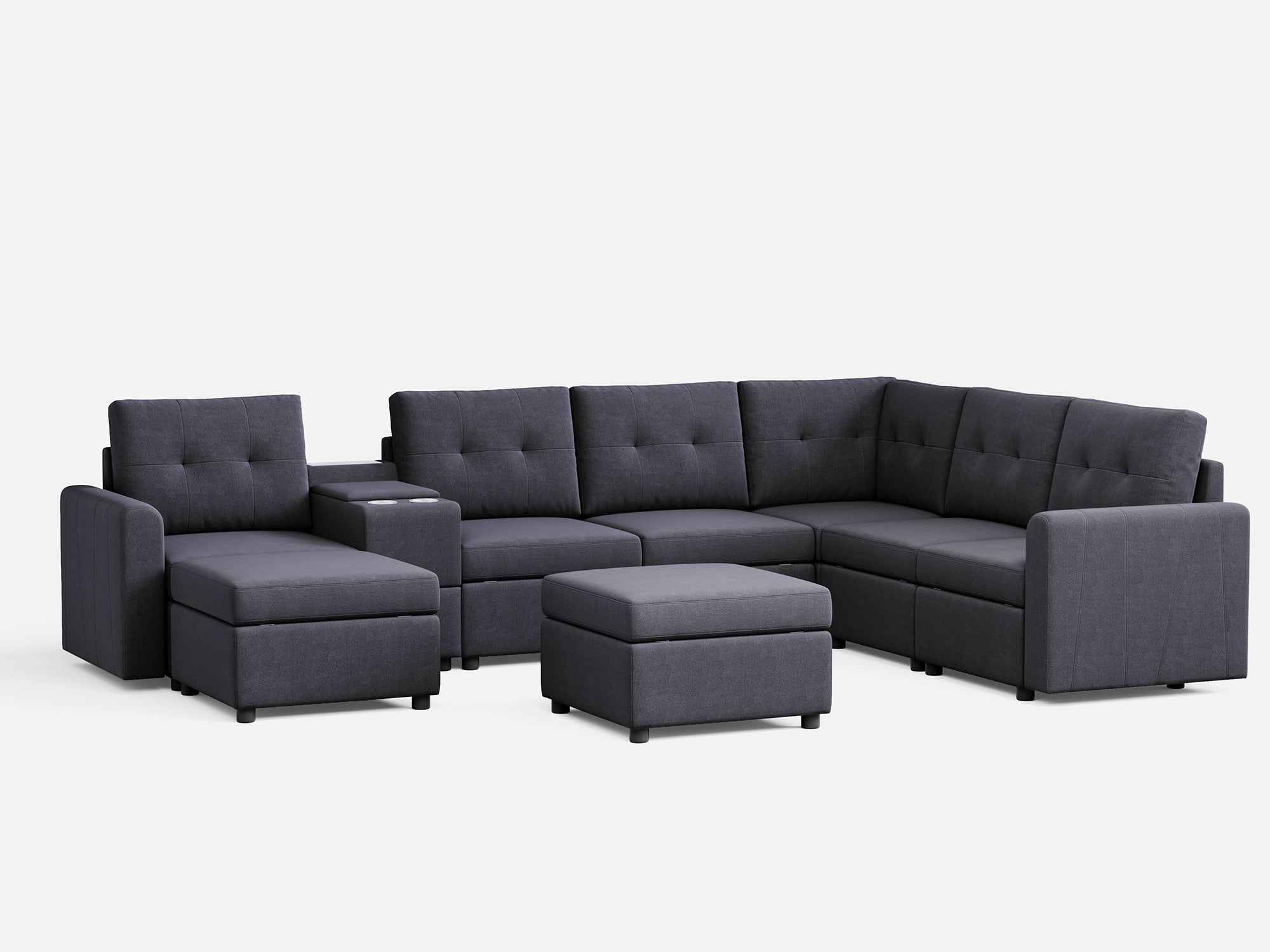 RUBIK III 5 Seats with 2 Ottomans & Corner & Console - LINSY HOME