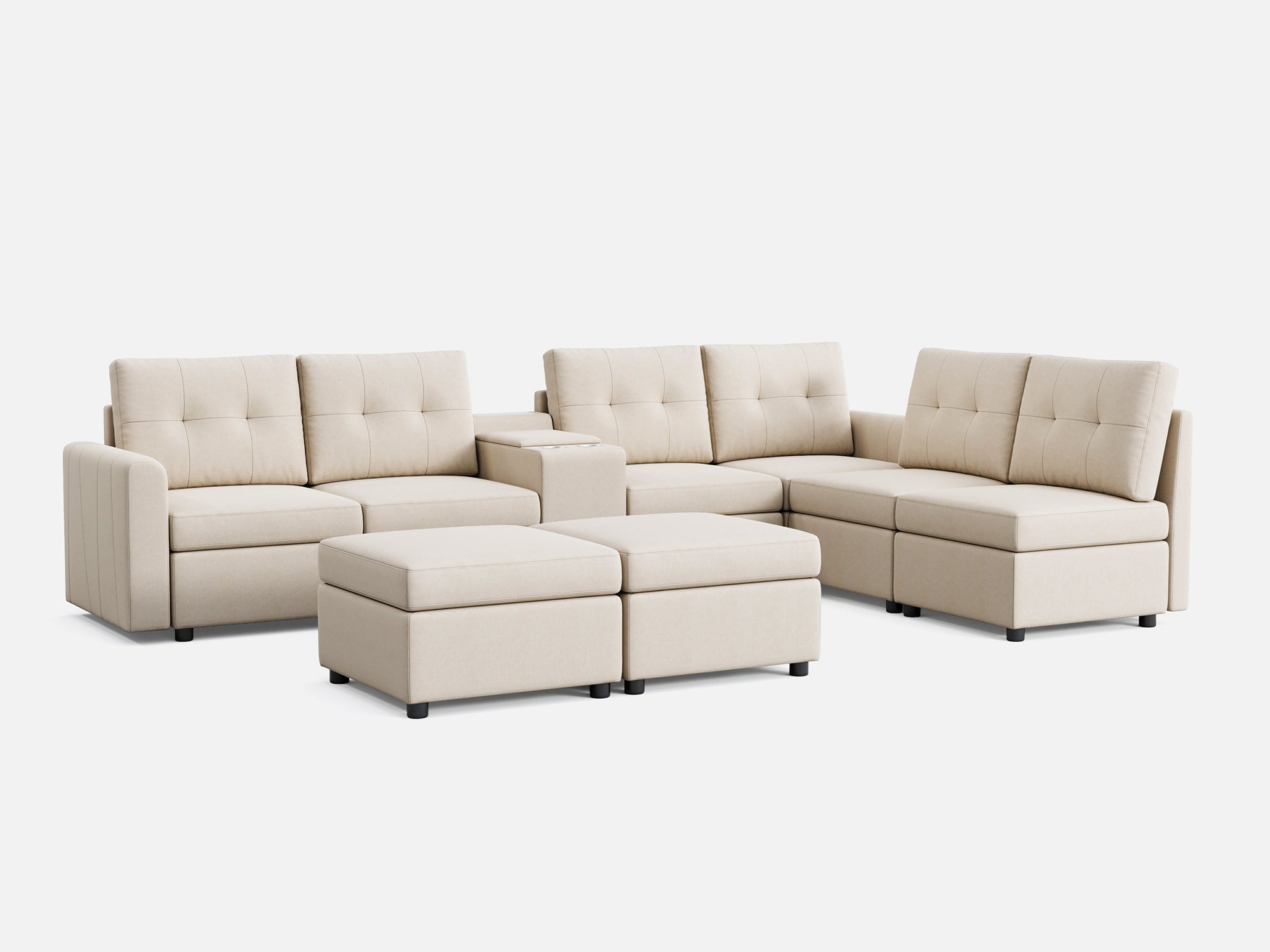 RUBIK III 6 Seats with 2 Ottomans & Console - LINSY HOME