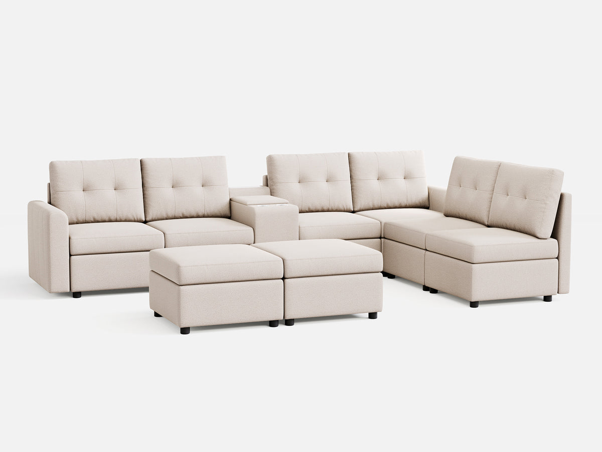 RUBIK III 6 Seats with 2 Ottomans & Console - LINSY HOME