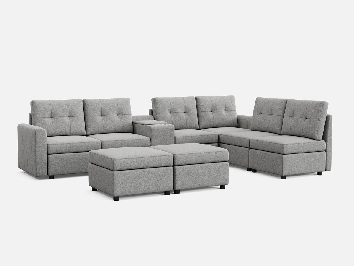 RUBIK III 6 Seats with 2 Ottomans & Console - LINSY HOME