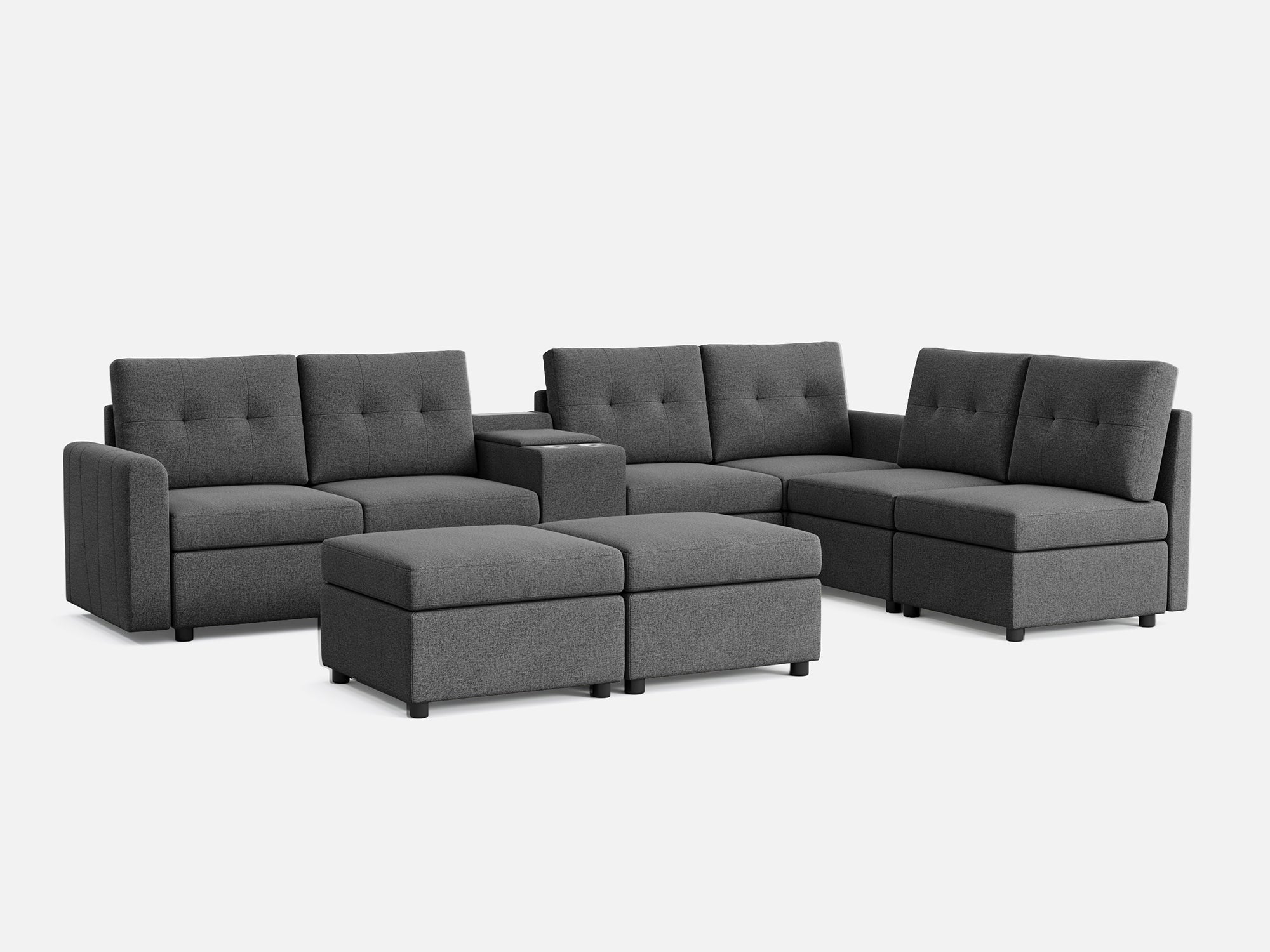 RUBIK III 6 Seats with 2 Ottomans & Console - LINSY HOME