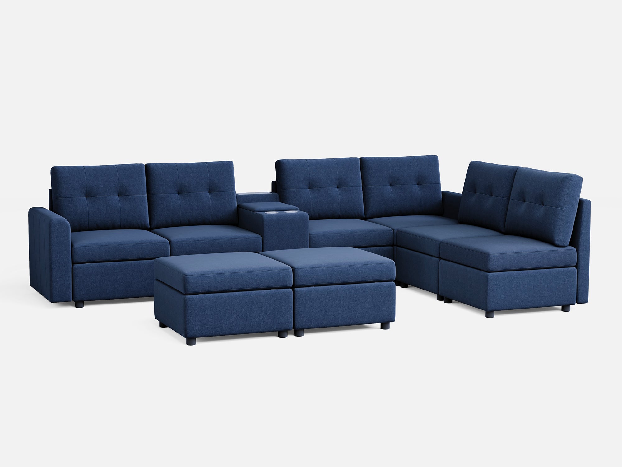 RUBIK III 6 Seats with 2 Ottomans & Console - LINSY HOME