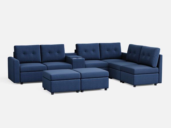 RUBIK III 6 Seats with 2 Ottomans & Console - LINSY HOME