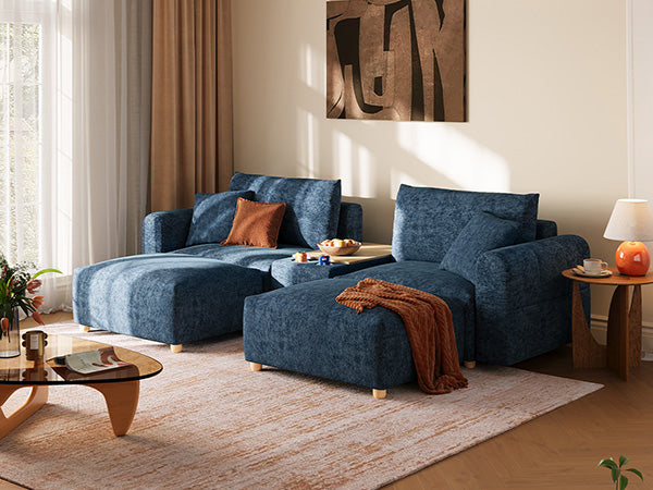 RUBIK L 2 Seats with 2 Ottomans & Console