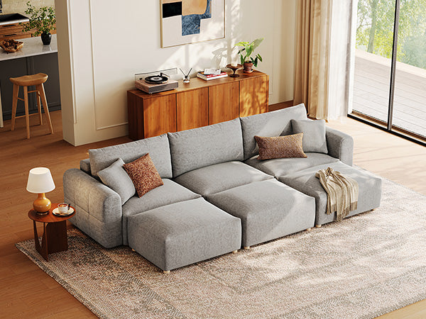 RUBIK L 3 Seats with 3 Ottomans