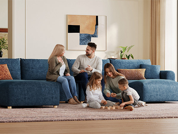 RUBIK L 3 Seats with 3 Ottomans & Console