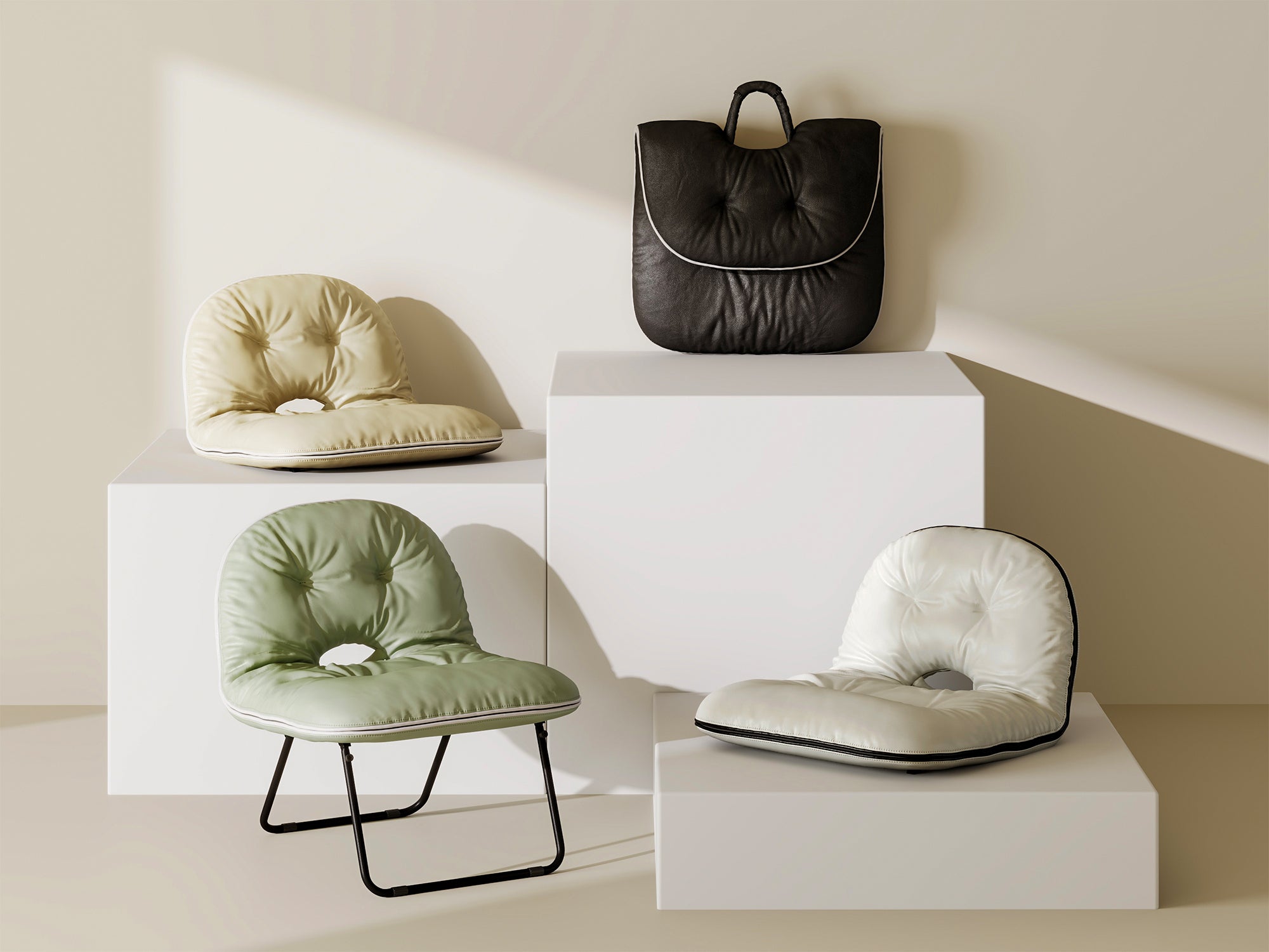 Pop-Chair，Folding Faux Leather Accent Chair for Indoor & Outdoor - LINSY HOME