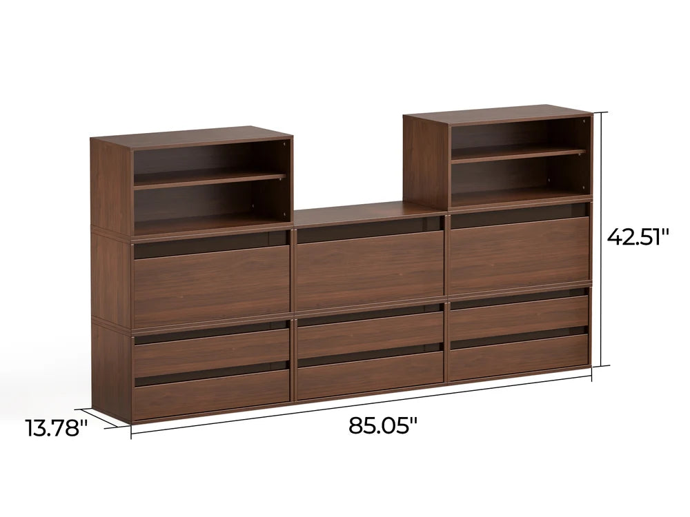 CABIK I 2 Open & 3 Single-Drawer & 3 Double-Drawer Cabinet