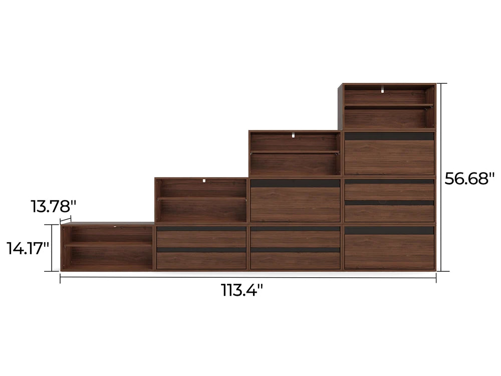 CABIK I 4 Open & 3 Single-Drawer & 3 Double-Drawer Cabinet
