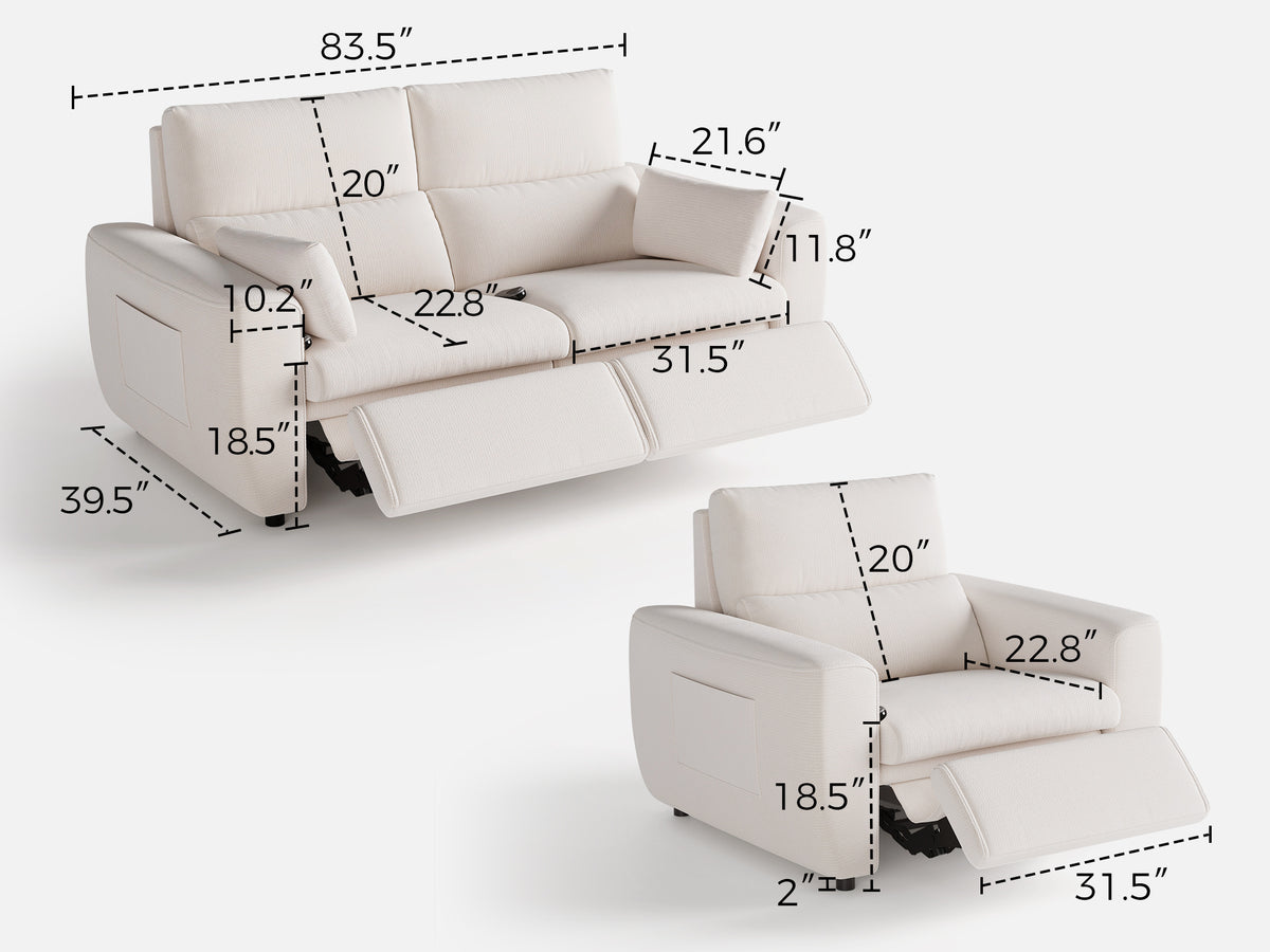 DRIFT 2+1-Seat Power Reclining Modular Couch