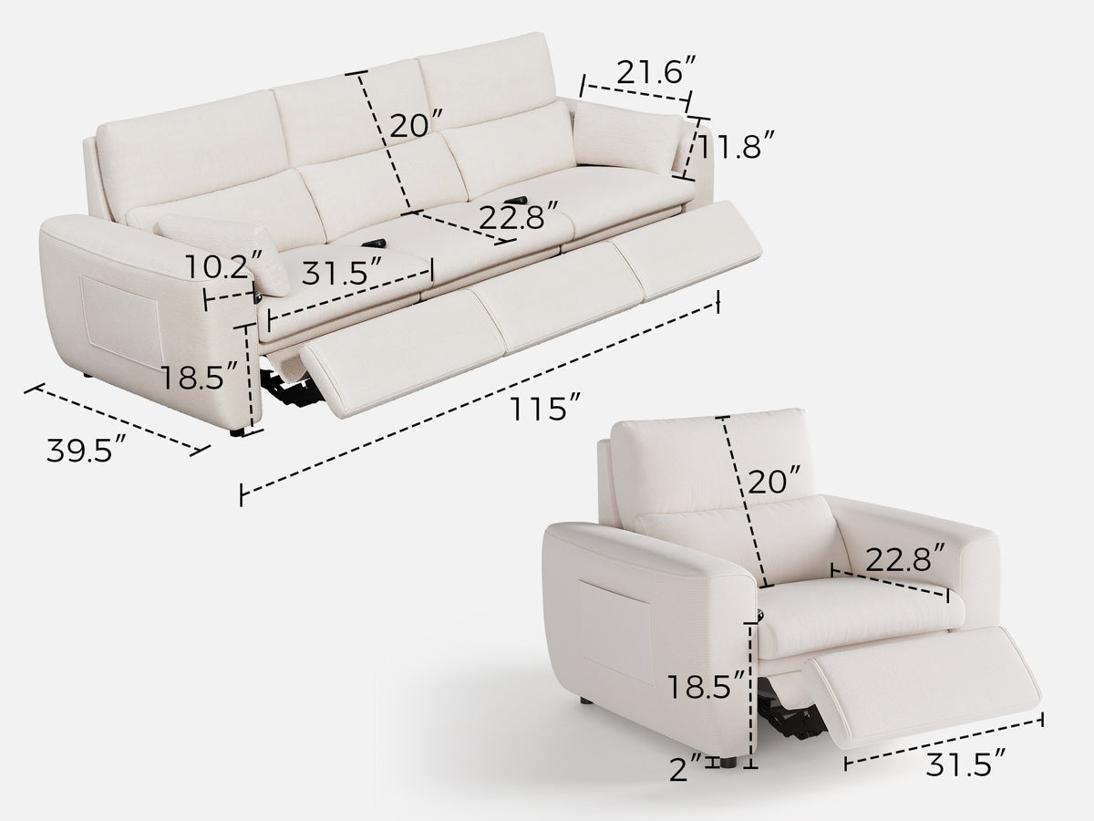 DRIFT 3+1-Seat Power Reclining Modular Couch