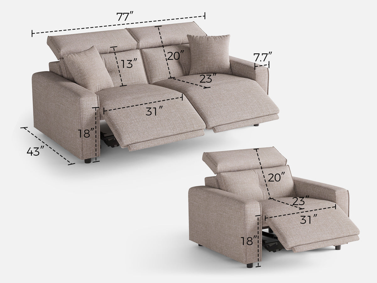 FLOAT 2+1-Seat Power Reclining Modular Couch