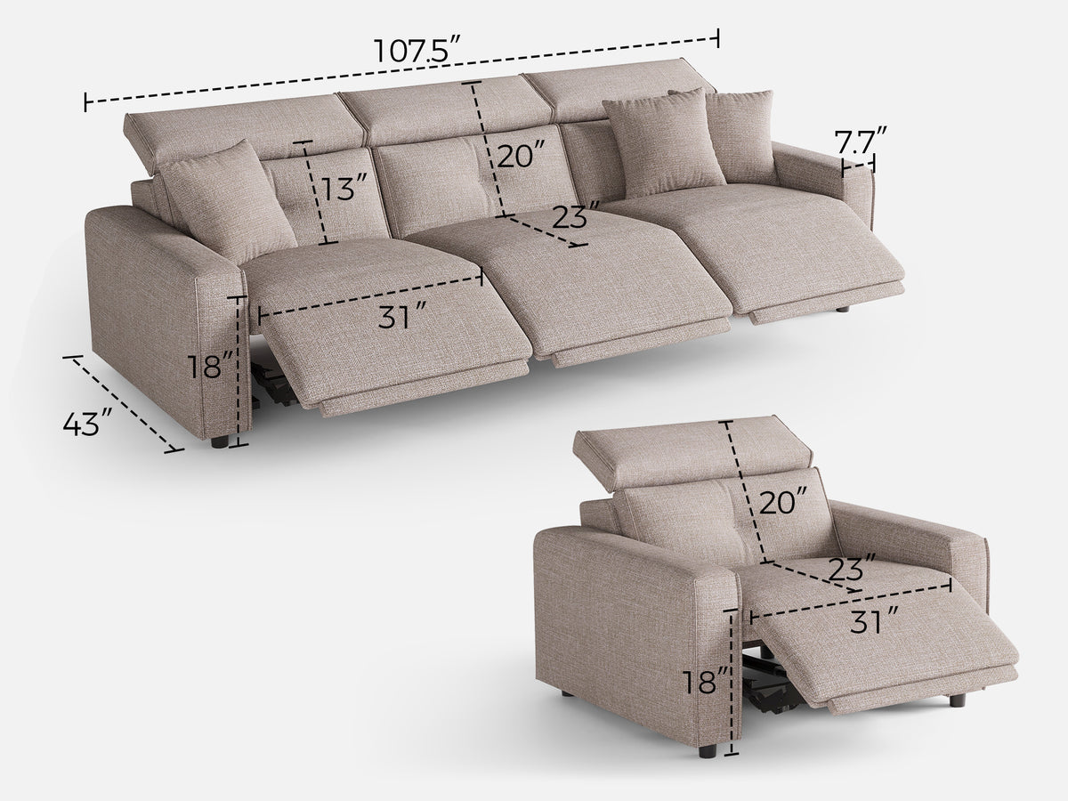 FLOAT 3+1-Seat Power Reclining Modular Couch