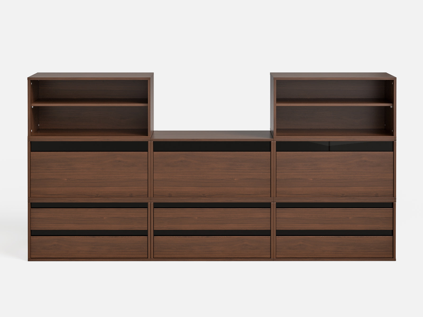CABIK I 2 Open & 3 Single-Drawer & 3 Double-Drawer Cabinet