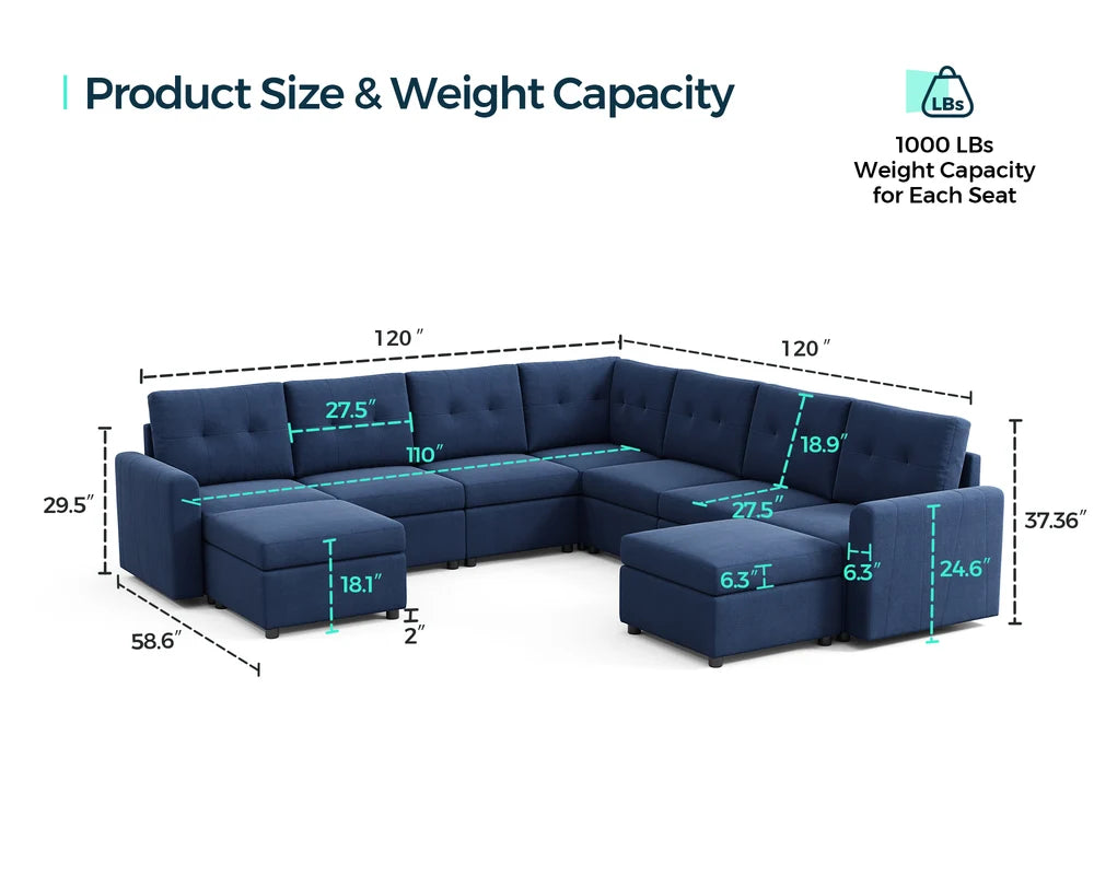 RUBIK III 6 Seats with Corner & 2 Ottomans