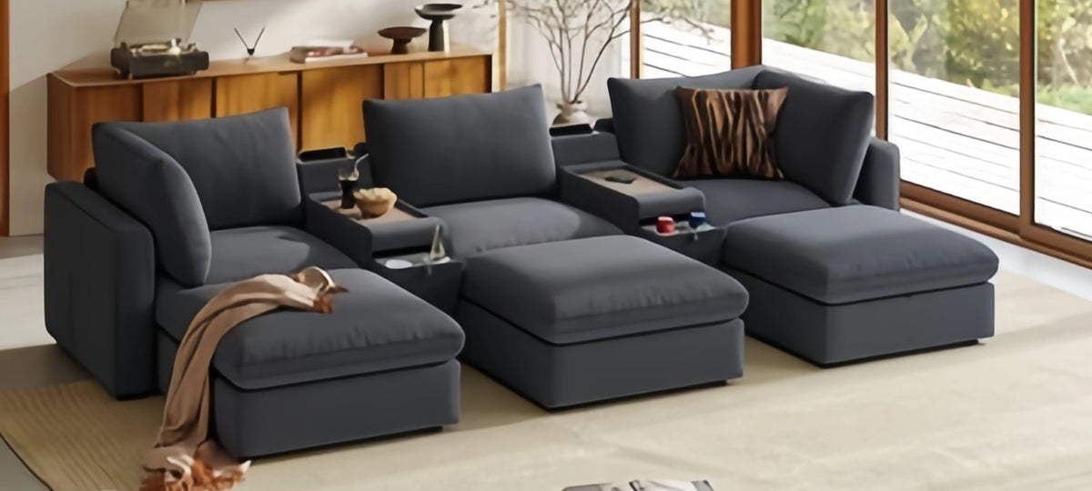 RUBIK V modular couch with deep cloud-like cushions