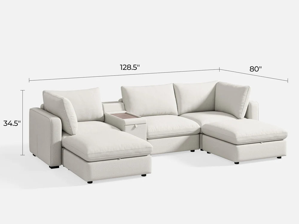 RUBIK V 3 Seats with 2 Ottomans & Console