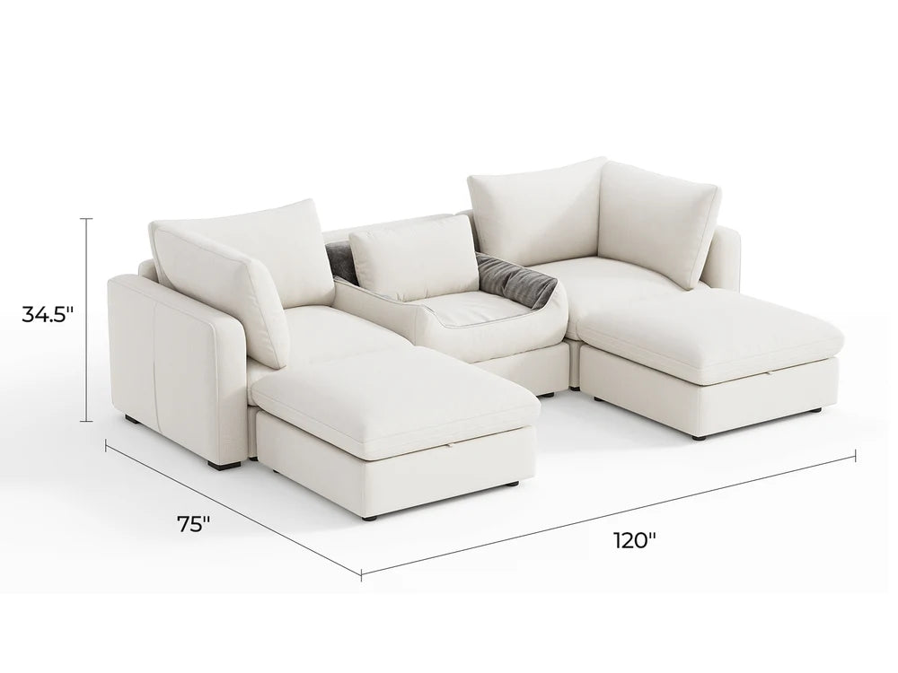 RUBIK V 3 Seats with 2 Ottomans & Pet Bed Module