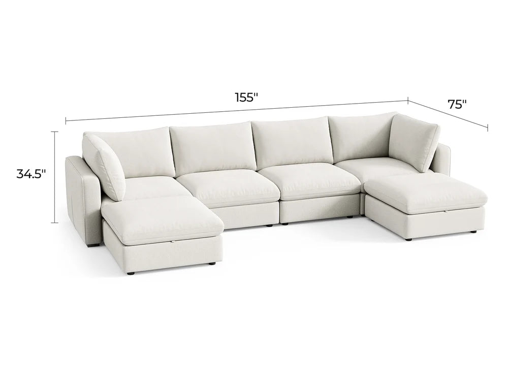 RUBIK V 4 Seats with 2 Ottomans & Pet Bed Module