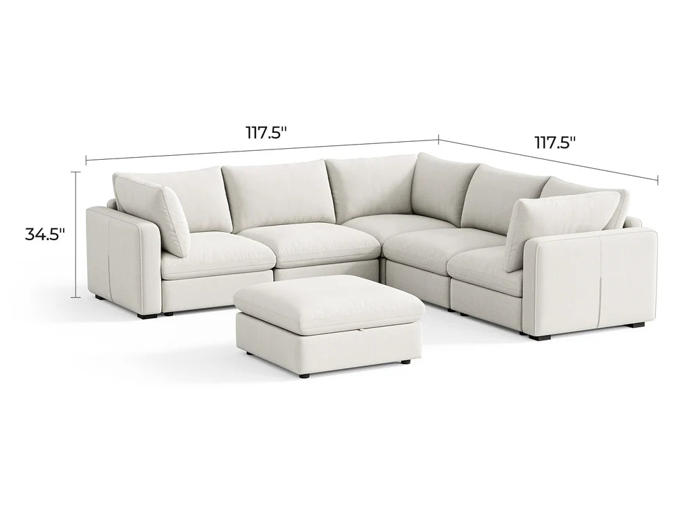 RUBIK V 4 Seats with Corner & Ottoman & CABIK I Modular Storage Cabinet