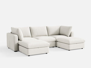 RUBIK V Linen 3 Seats with 2 Ottomans