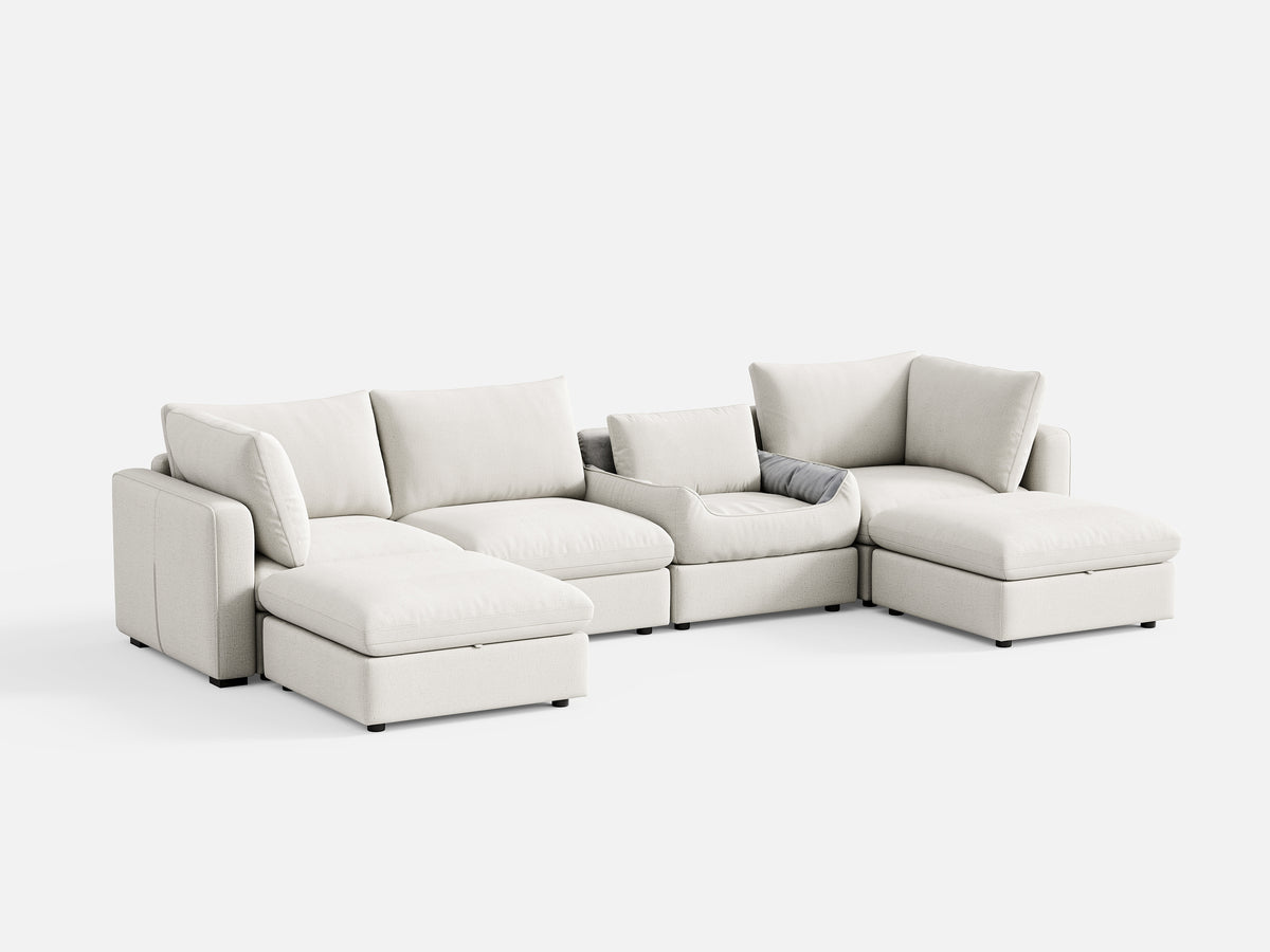 RUBIK V 4 Seats with 2 Ottomans & Pet Bed Module - LINSY HOME