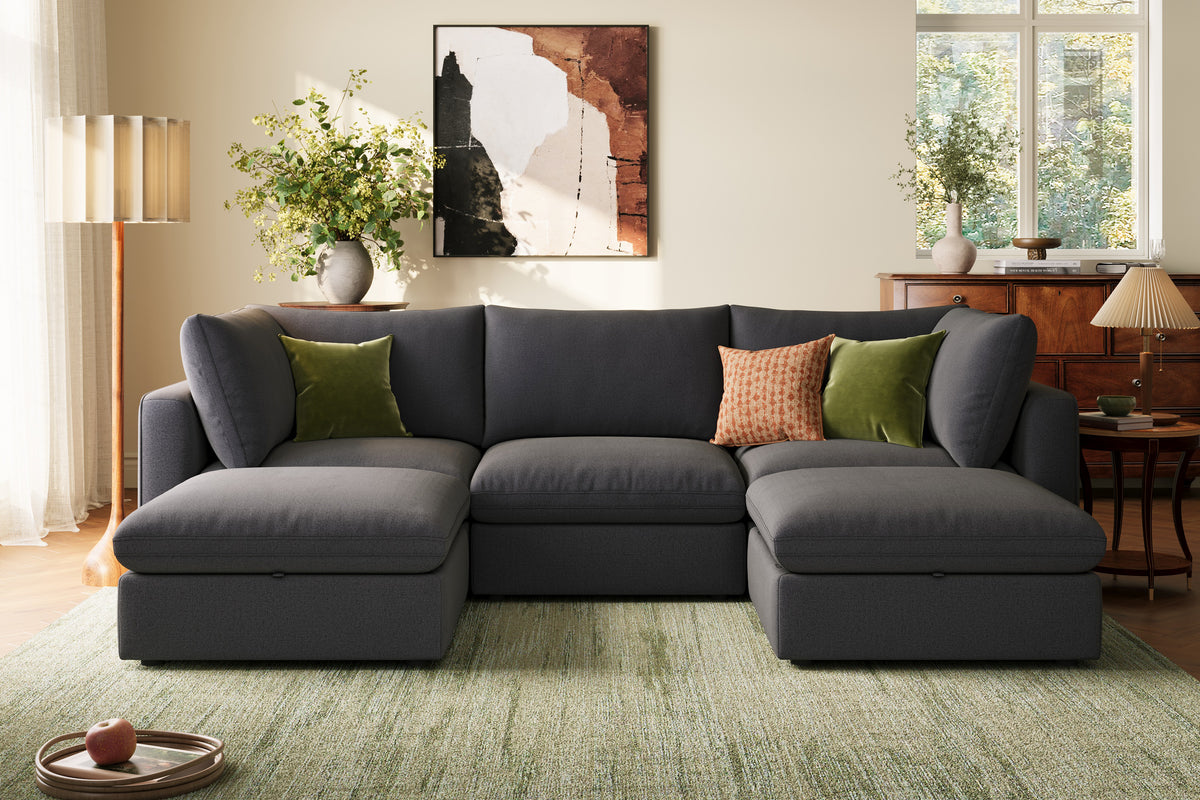 RUBIK V 3 Seats with 2 Ottomans - LINSY HOME