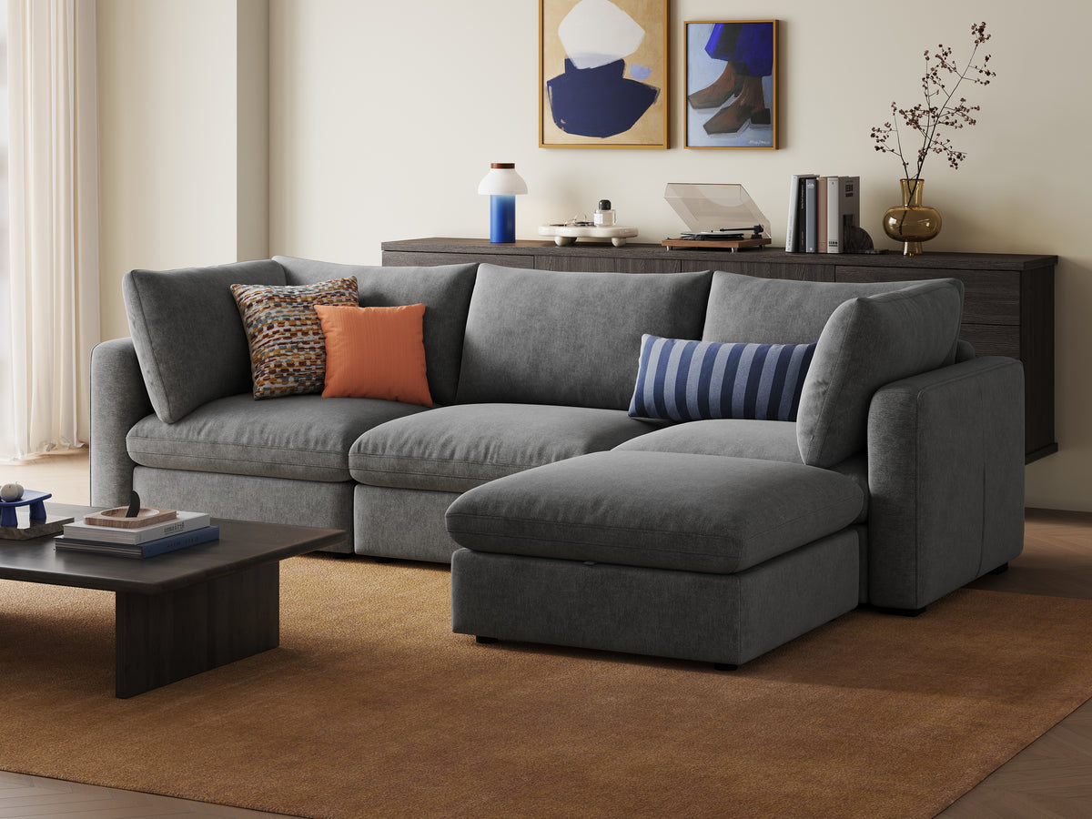 RUBIK V 3 Seats with Ottoman & CABIK I Modular Storage Cabinet