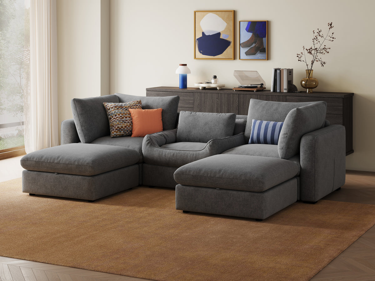 RUBIK V 3 Seats with 2 Ottomans & Pet Bed Module