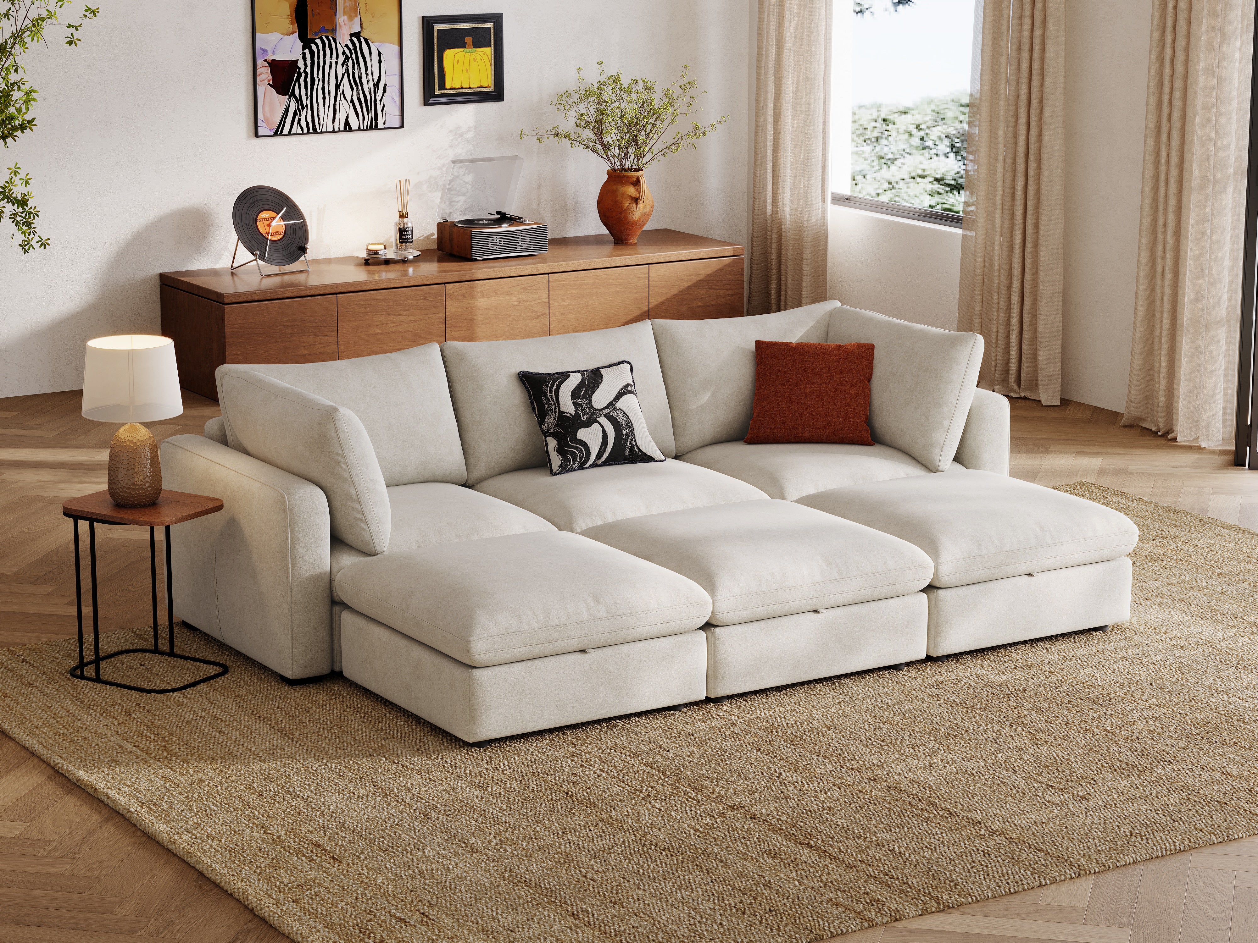 RUBIK V 3 Seats with 3 Ottomans