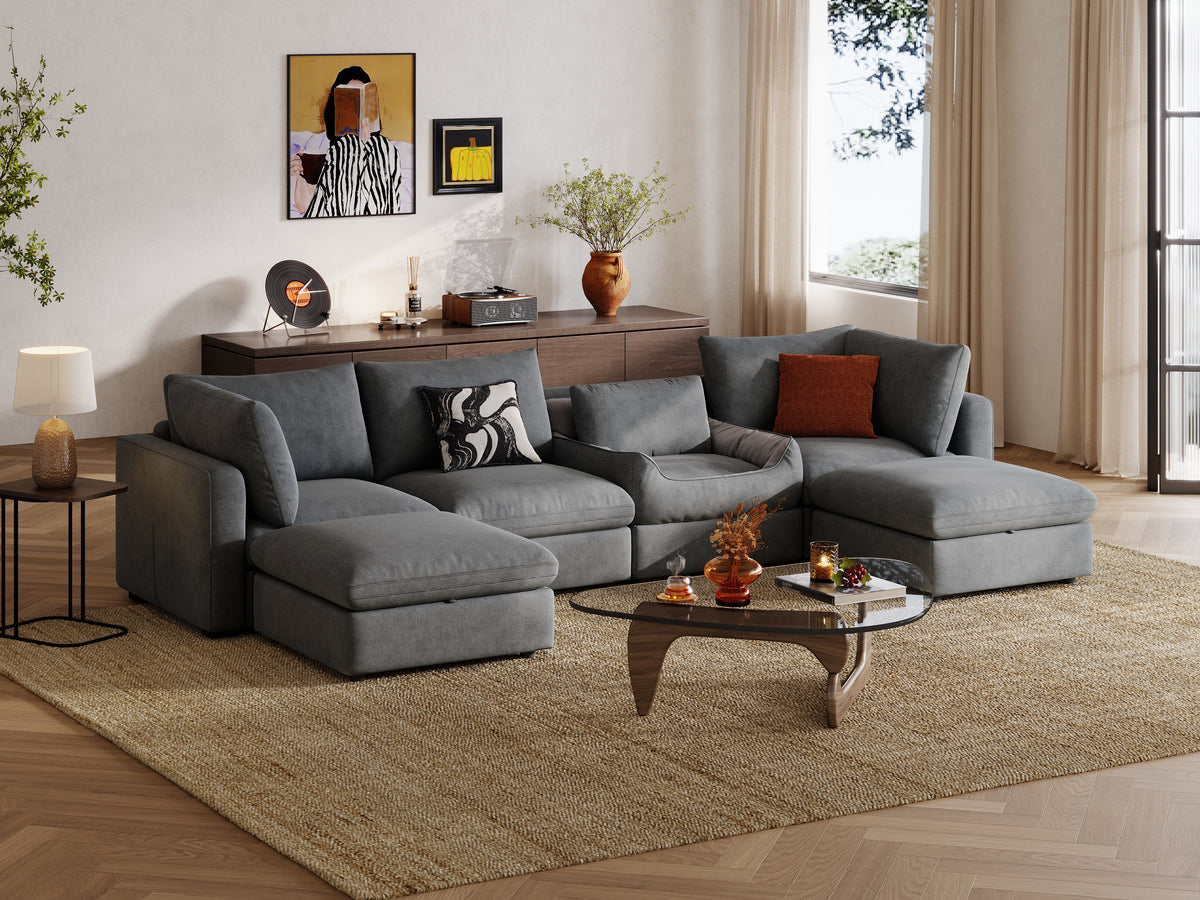 RUBIK V 4 Seats with 2 Ottomans & Pet Bed Module
