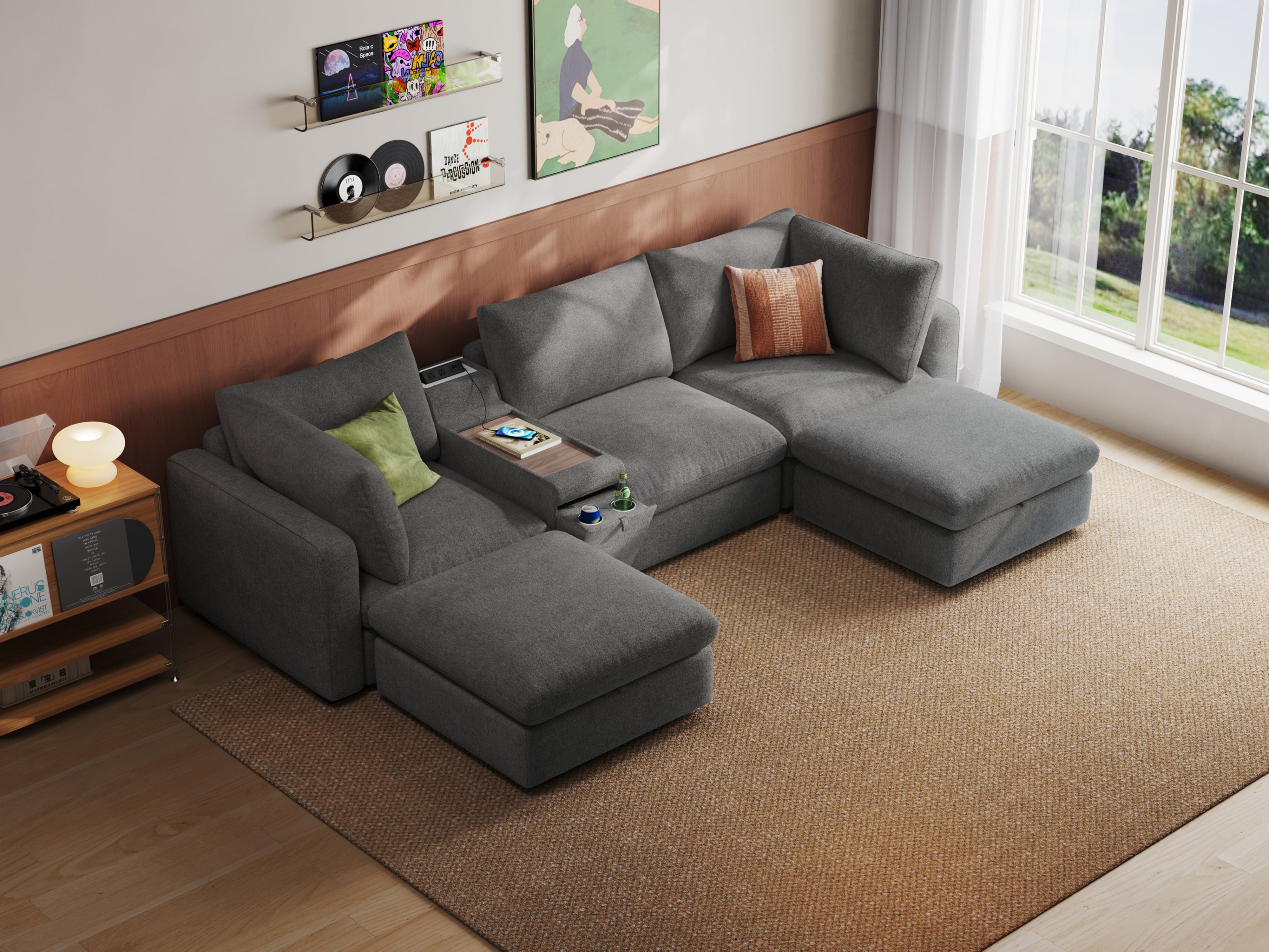 RUBIK V 3 Seats with 2 Ottomans & Console