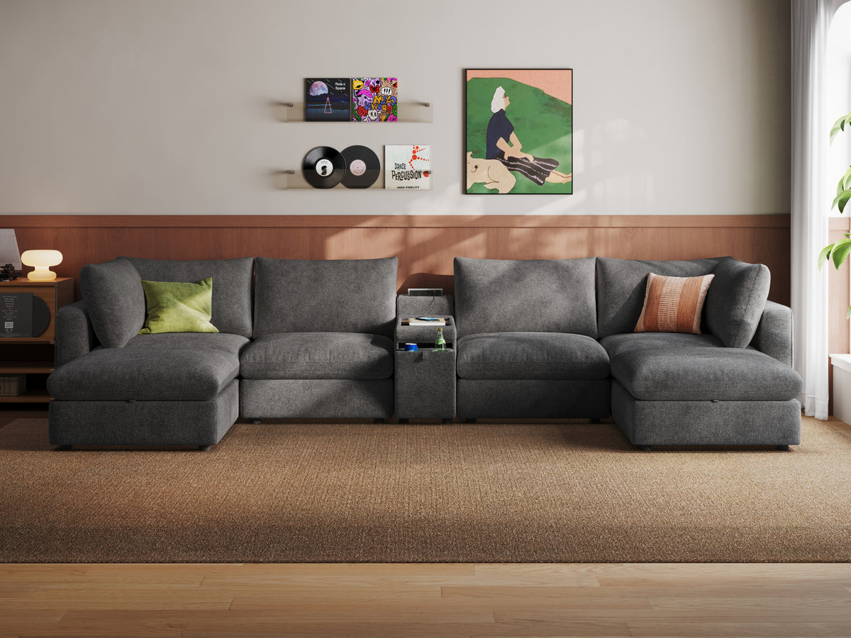 RUBIK V 4 Seats with 2 Ottomans & Console