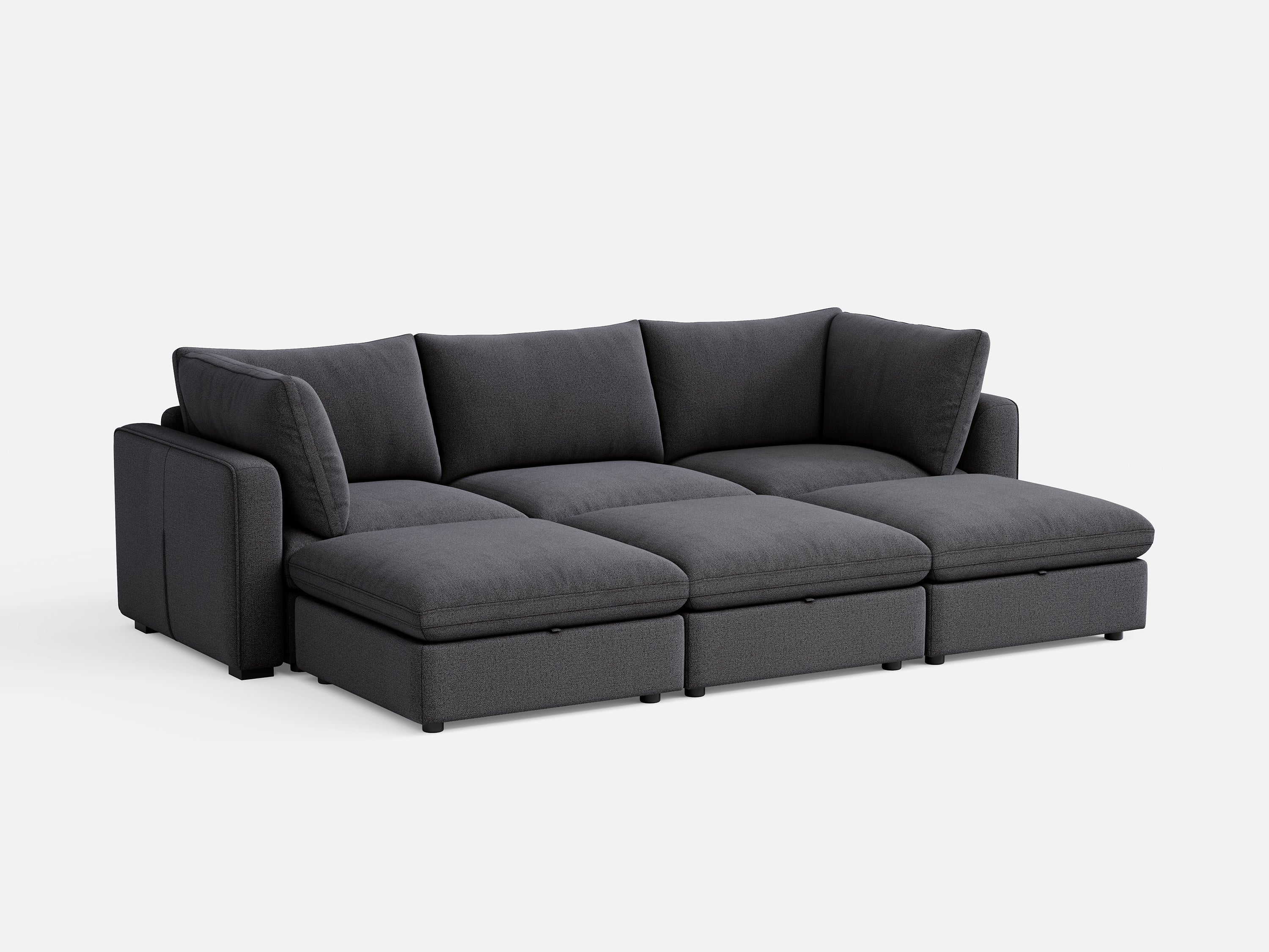 RUBIK V 3 Seats with 3 Ottomans - LINSY HOME