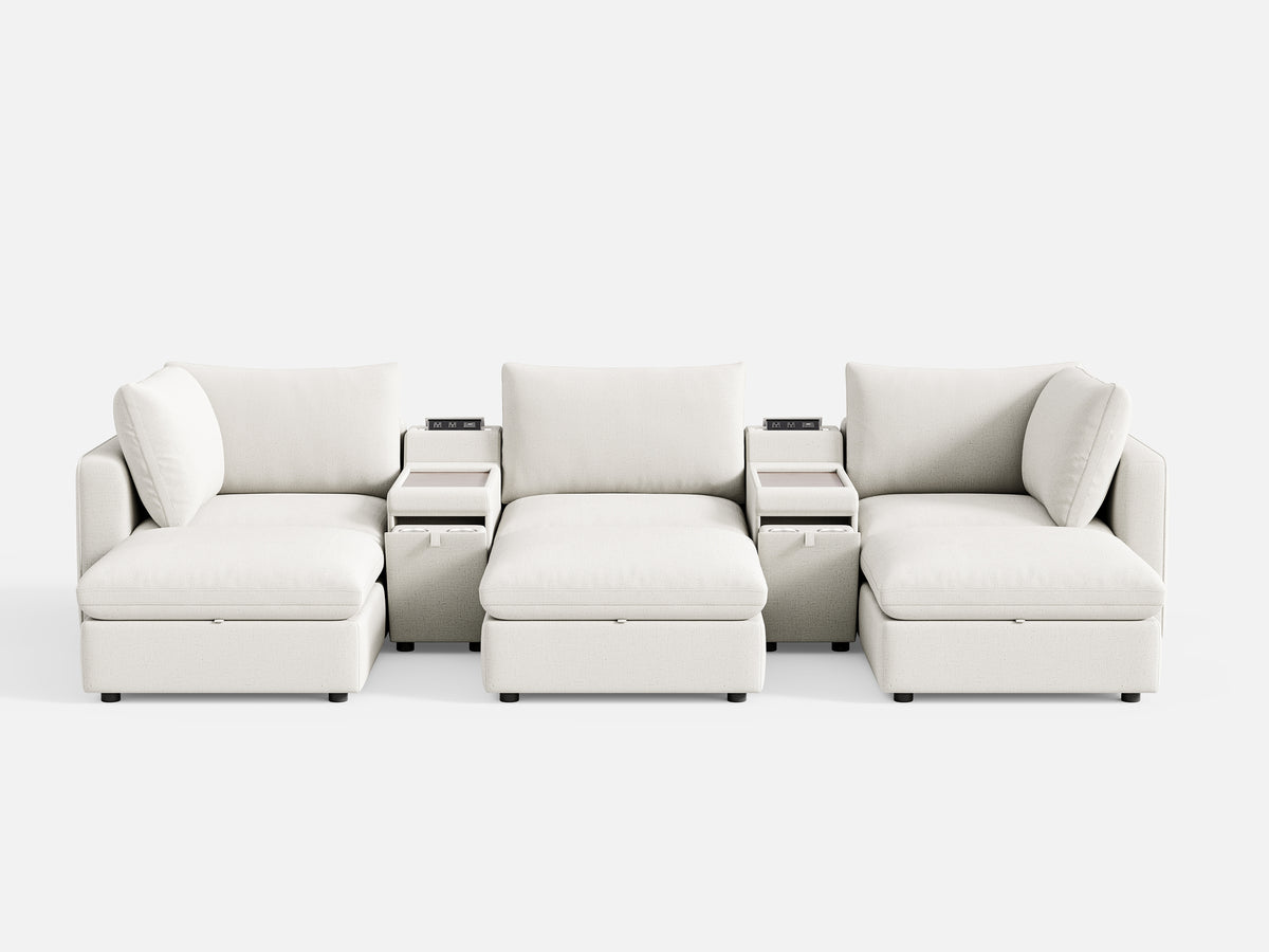 RUBIK V 3 Seats with 3 Ottomans & 2 Consoles - LINSY HOME