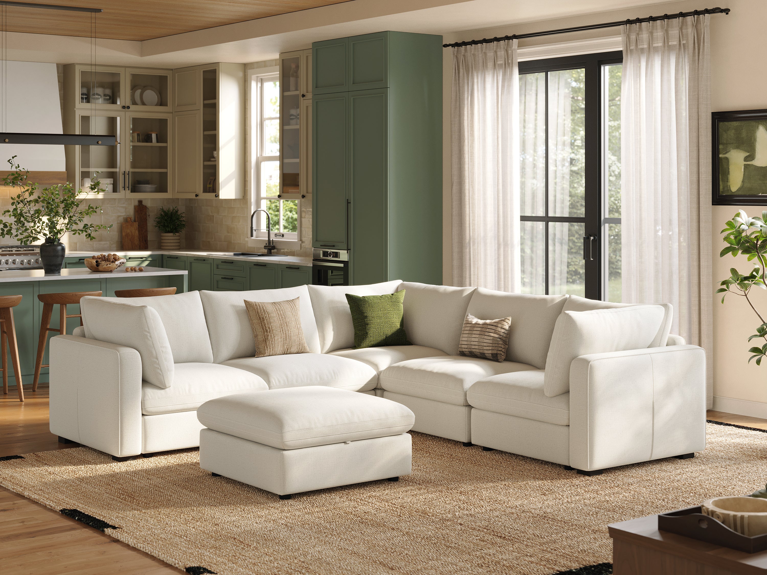 RUBIK V 4 Seats with Corner & Ottoman & CABIK I Modular Storage Cabinet