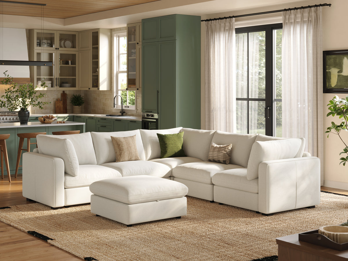 RUBIK V 4 Seats with Corner & Ottoman & CABIK I Modular Storage Cabinet
