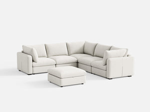 RUBIK V Linen 4 Seats with Corner & Ottoman