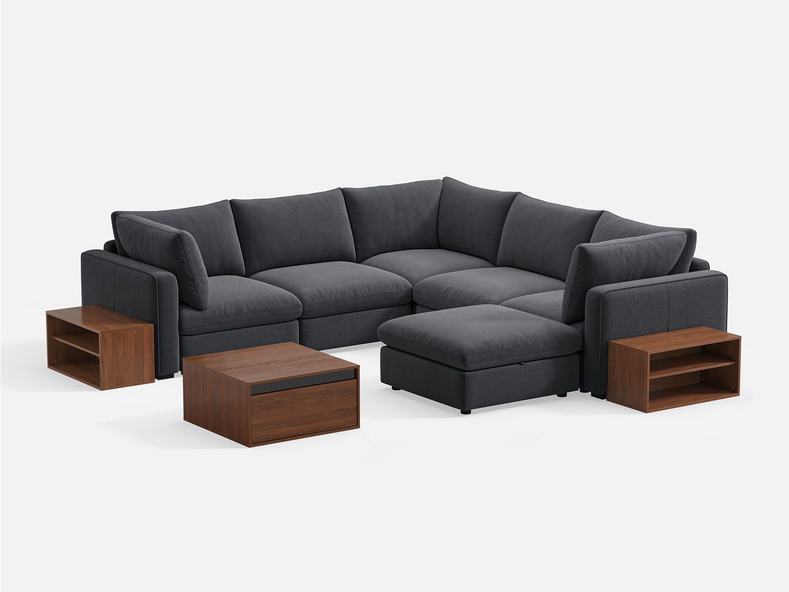 RUBIK V 4 Seats with Corner & Ottoman & CABIK I Modular Storage Cabinet