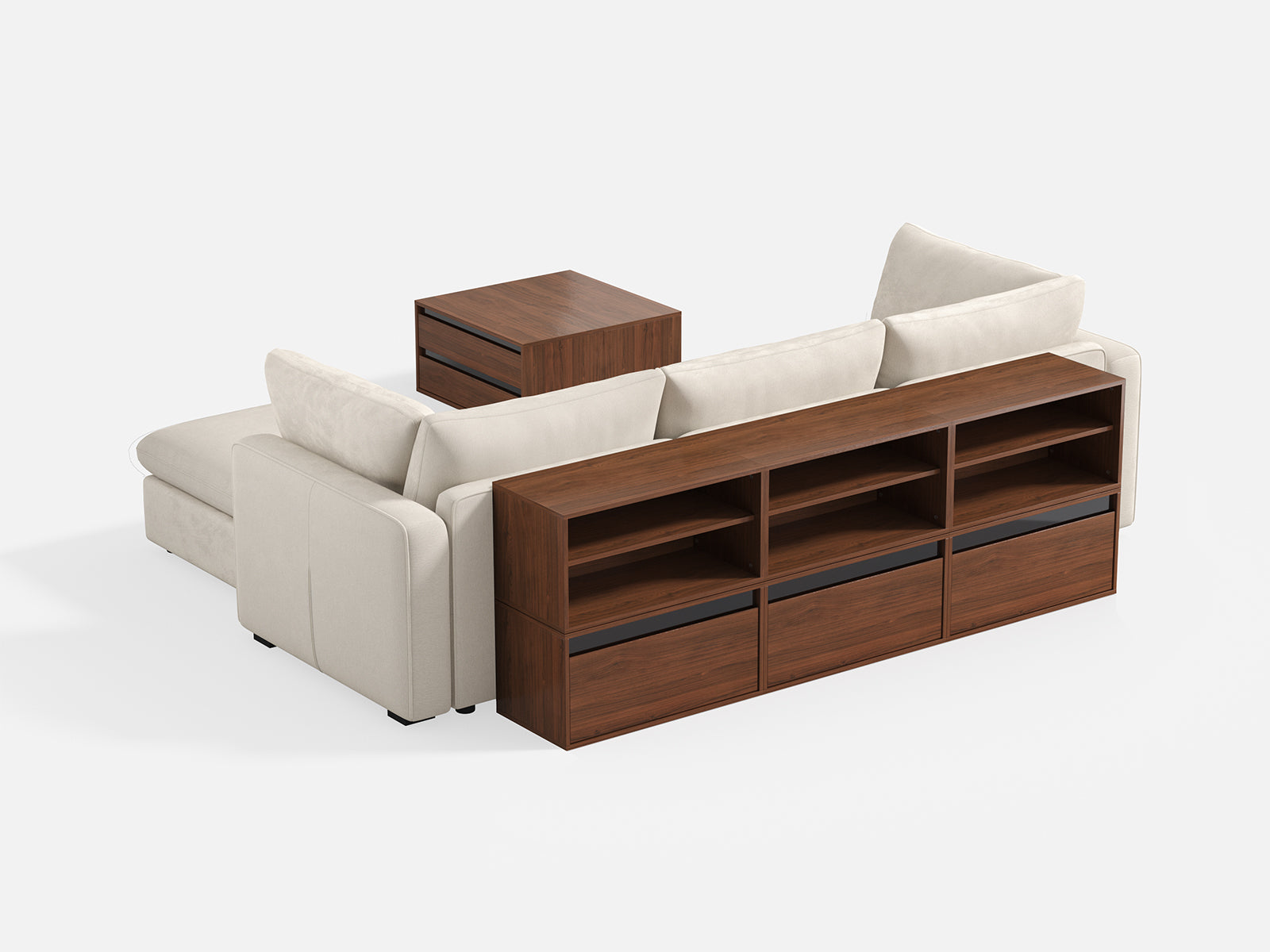 RUBIK V 3 Seats with Ottoman & CABIK I Modular Storage Cabinet