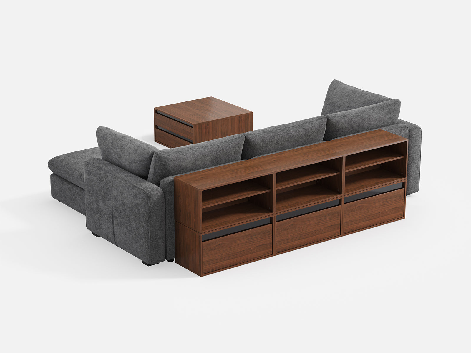 RUBIK V 3 Seats with Ottoman & CABIK I Modular Storage Cabinet