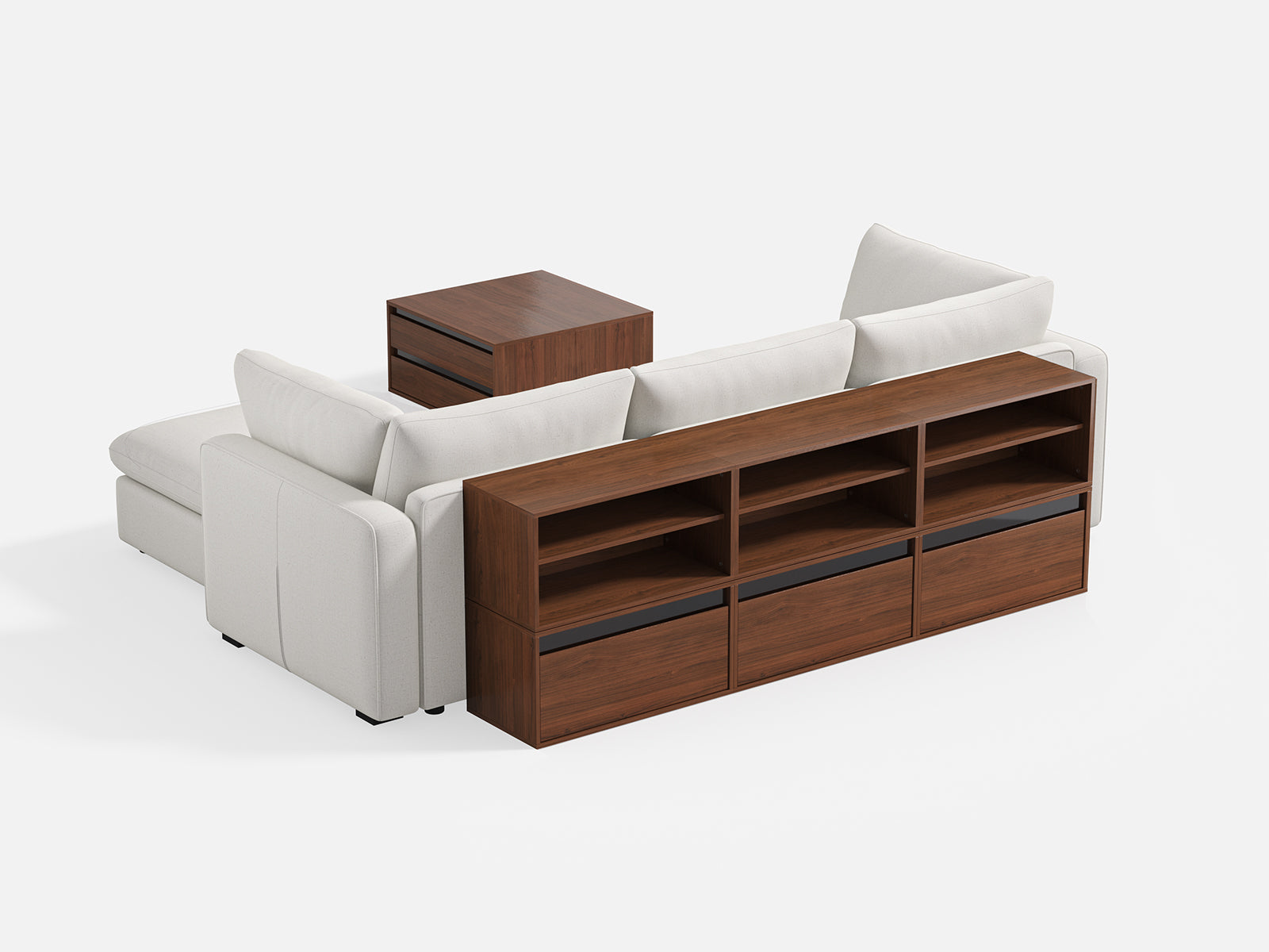 RUBIK V 3 Seats with Ottoman & CABIK I Modular Storage Cabinet