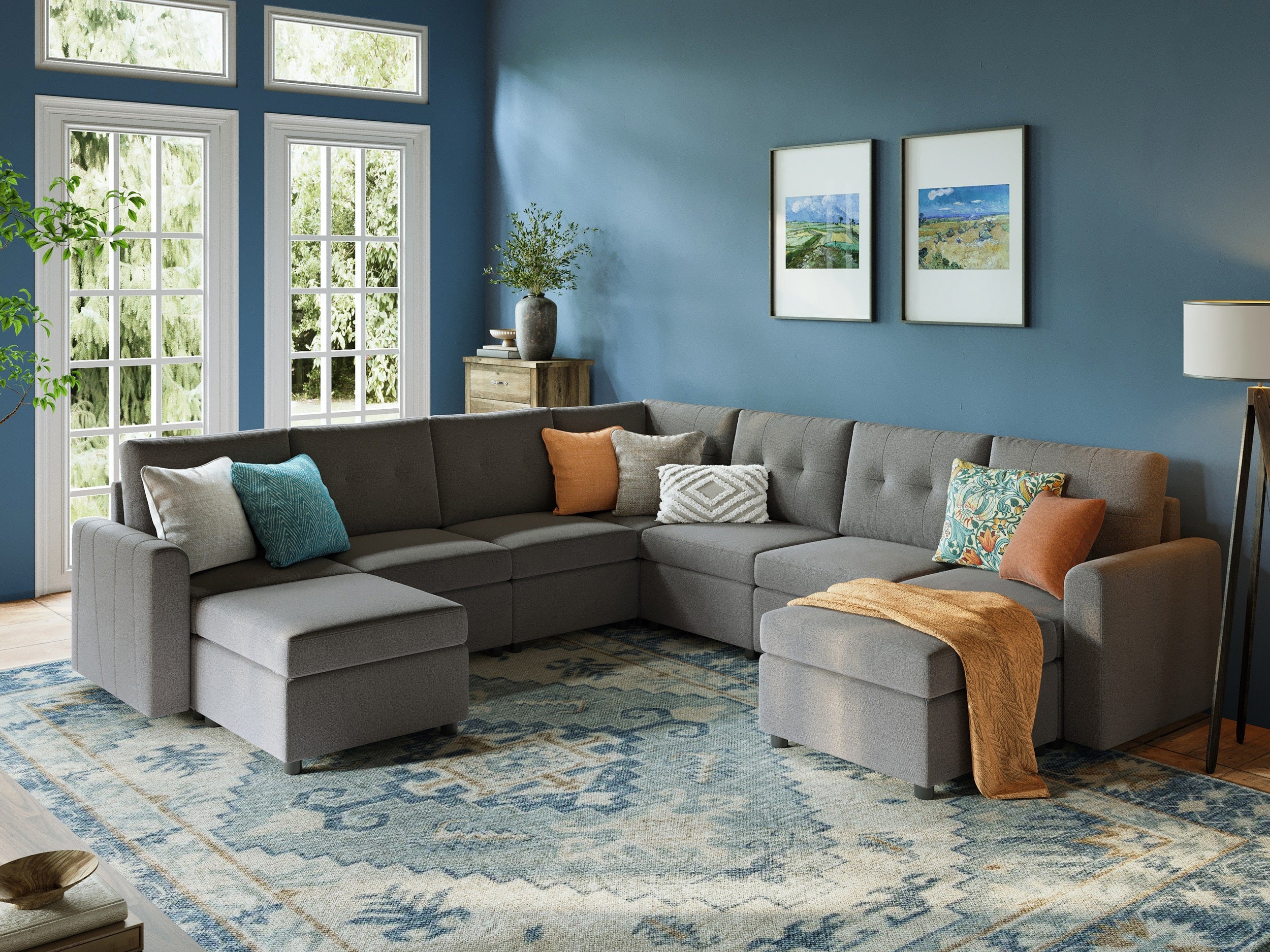 RUBIK III 6 Seats with Corner & 2 Ottomans - LINSY HOME
