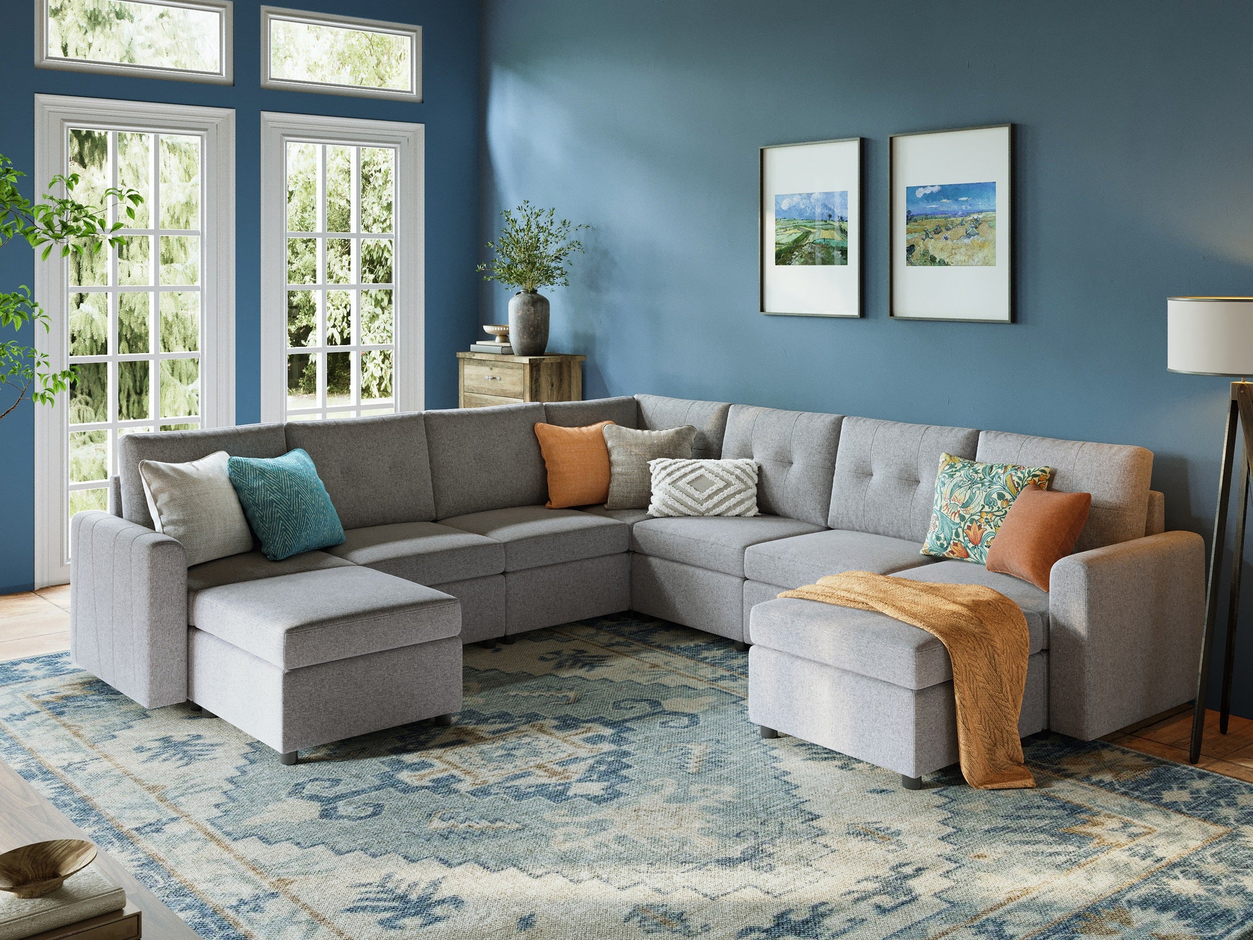 RUBIK III 6 Seats with Corner & 2 Ottomans - LINSY HOME