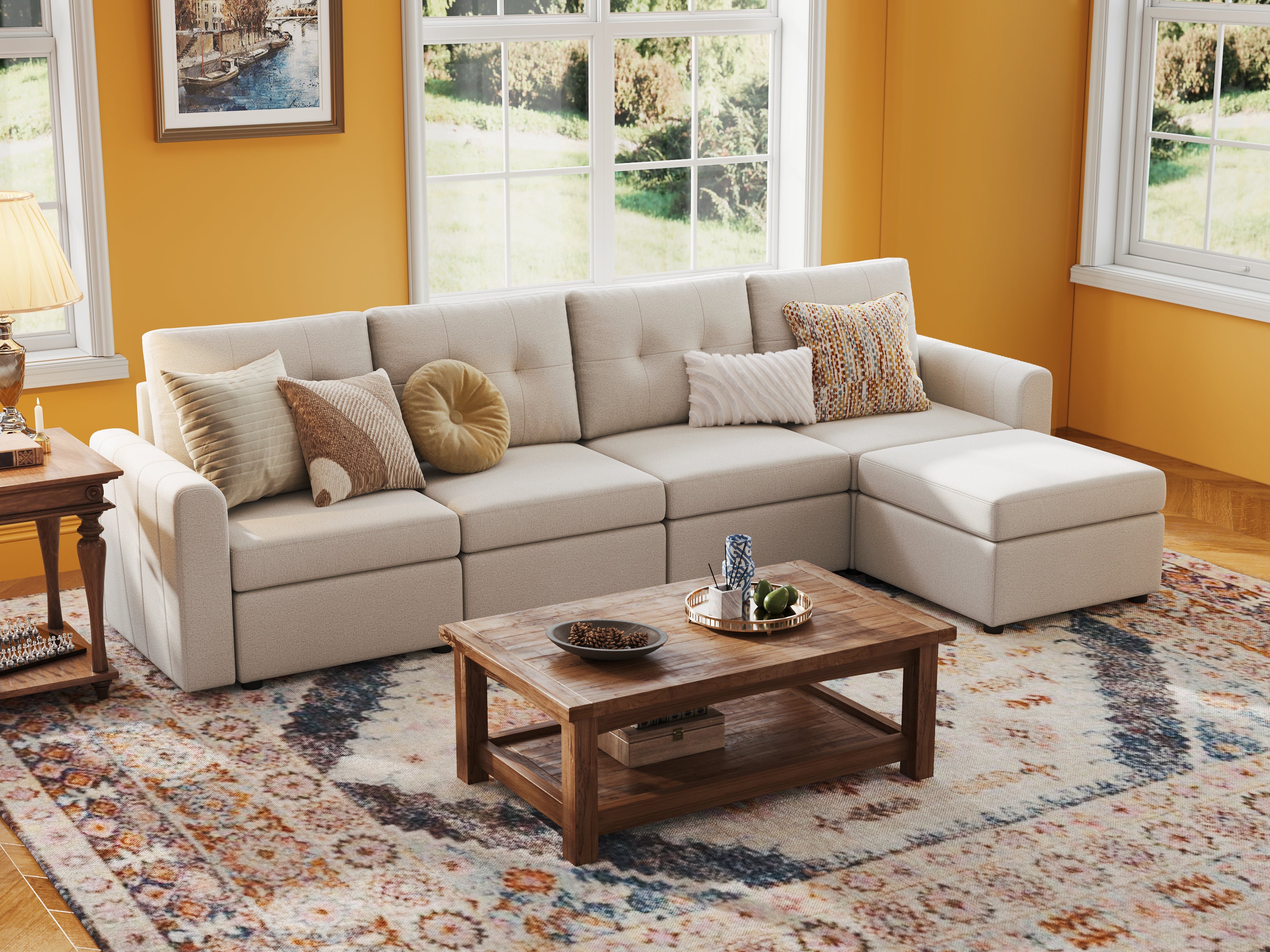RUBIK III 4 Seats with Ottoman - LINSY HOME