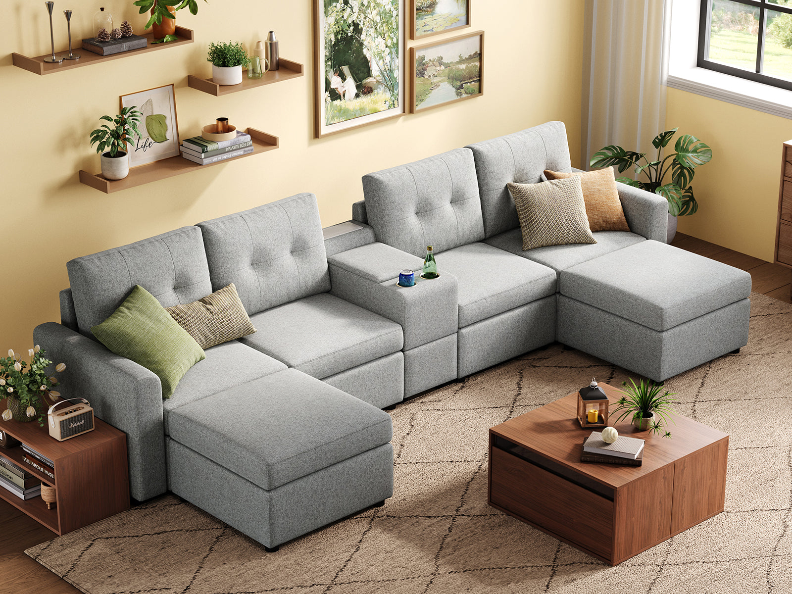 RUBIK III 4 Seats with 2 Ottomans & Console