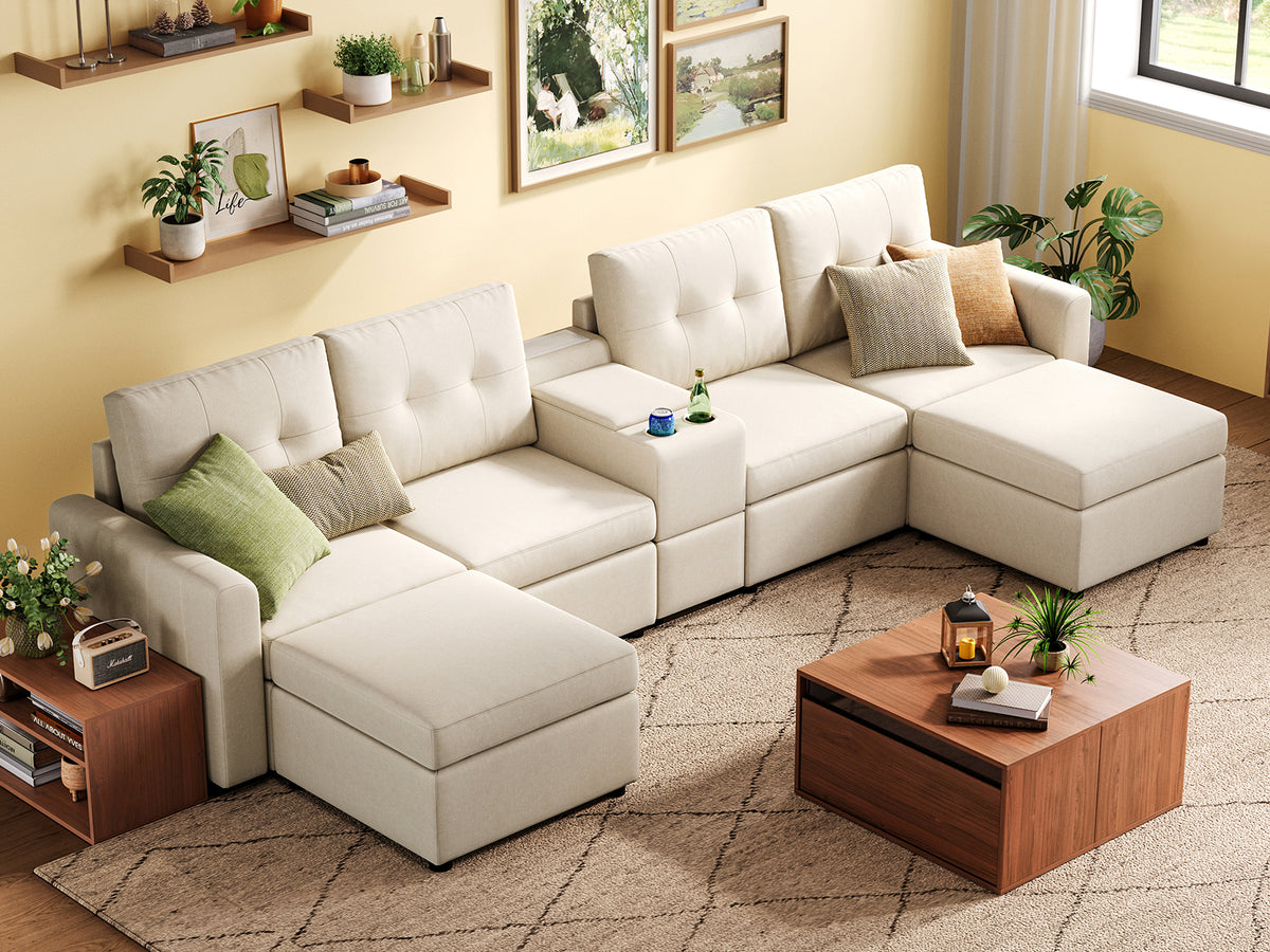 RUBIK III 4 Seats with 2 Ottomans & Console