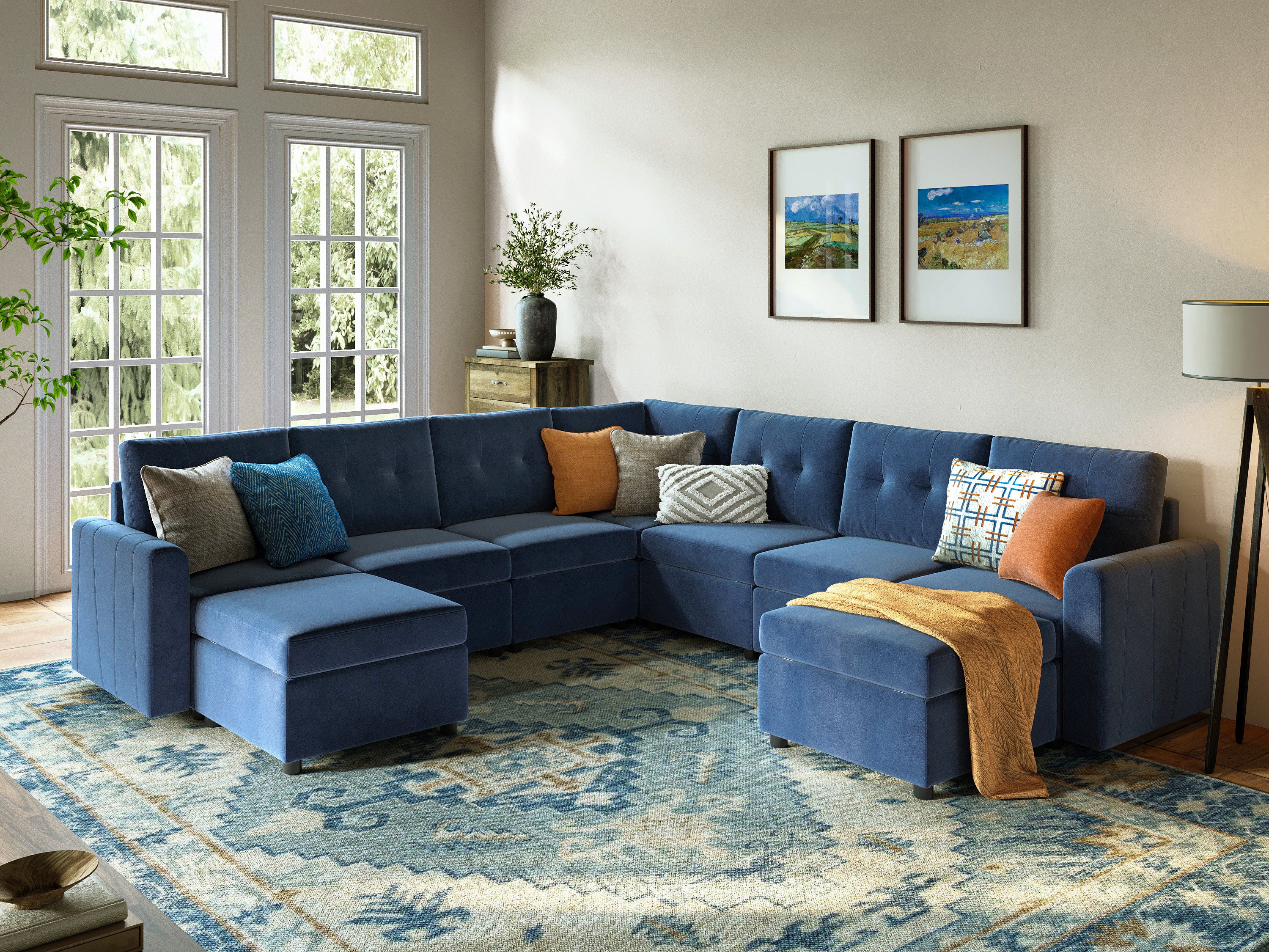 RUBIK III 6 Seats with Corner & 2 Ottomans - LINSY HOME