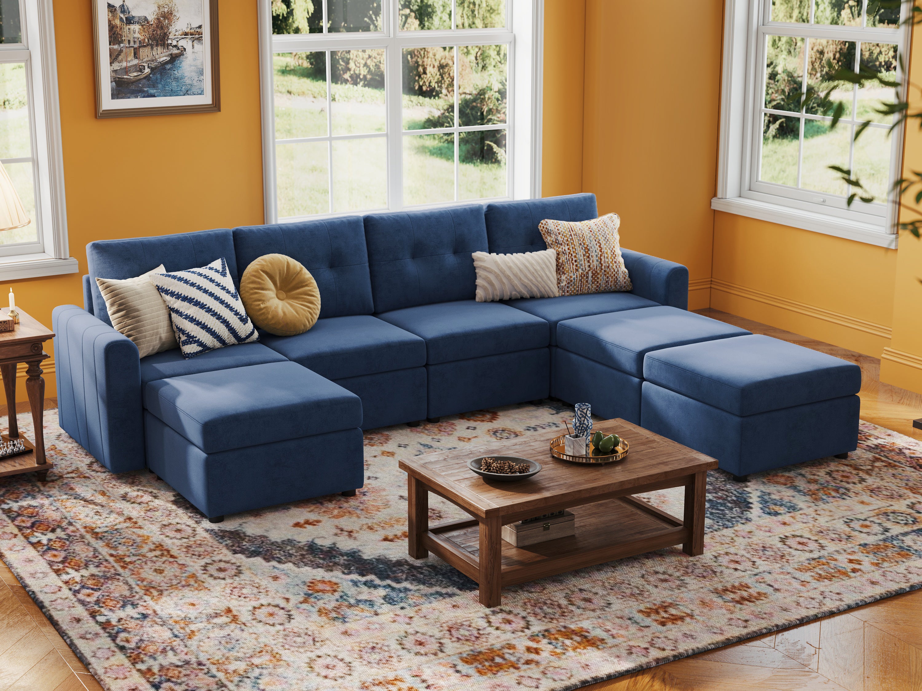RUBIK III 4 Seats with 3 Ottomans and An Additional Set of Covers - LINSY HOME