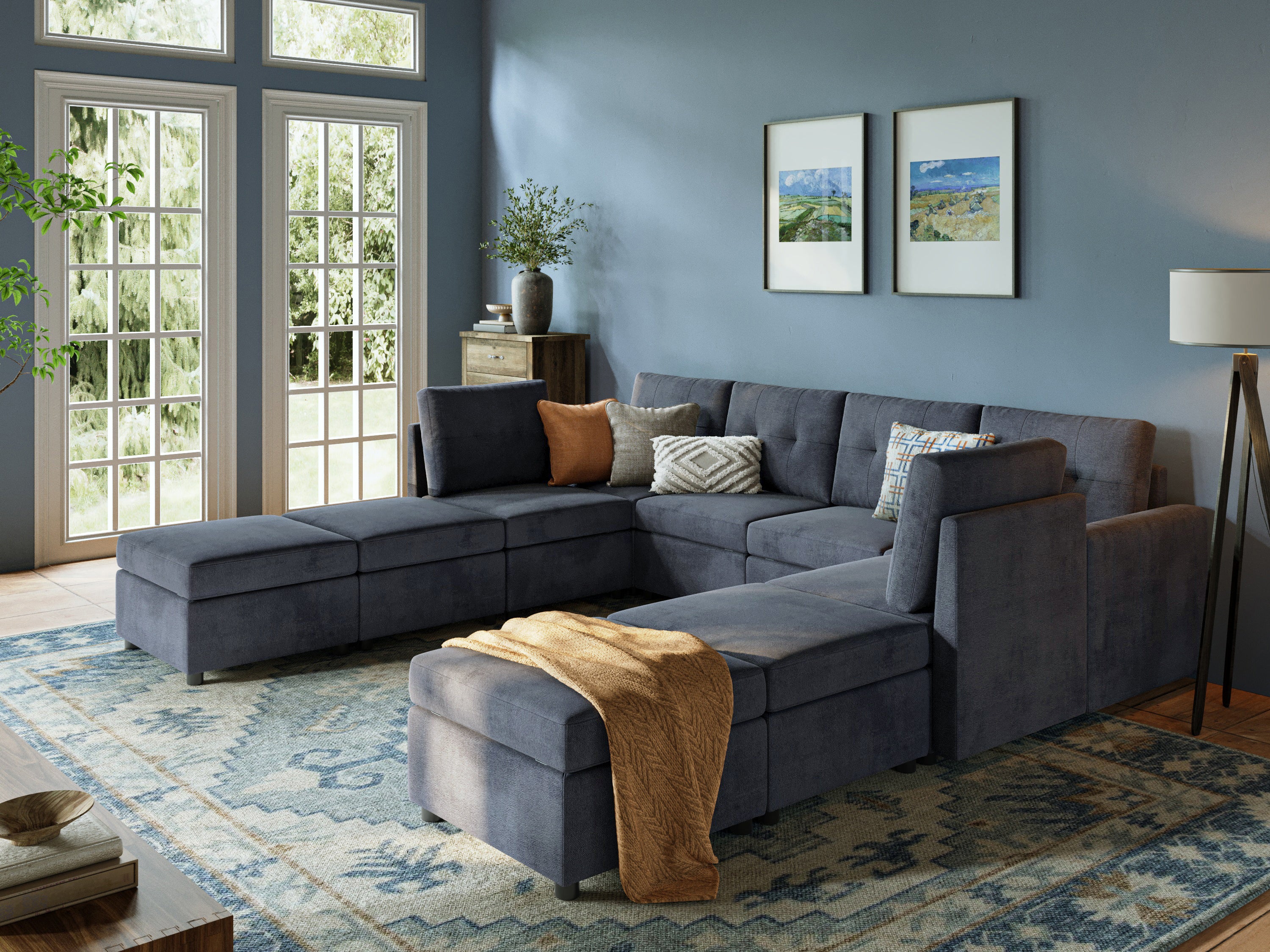 RUBIK III 6 Seats with 4 Ottomans - LINSY HOME